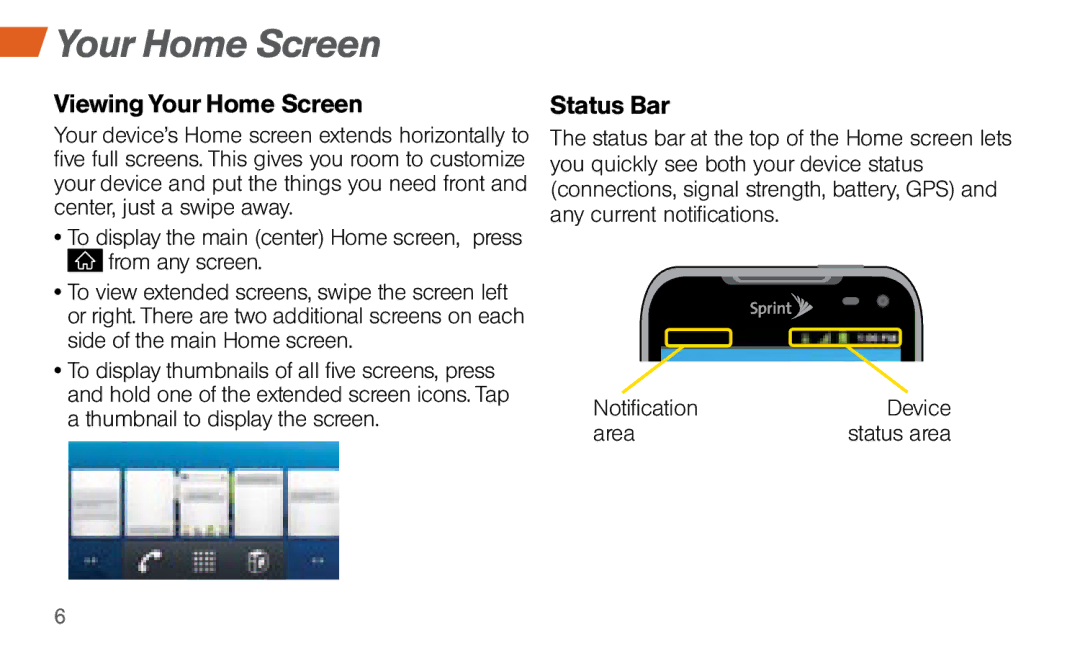 LG Electronics 4G LTE manual Viewing Your Home Screen, Status Bar 