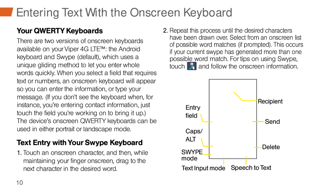 LG Electronics 4G LTE Entering Text With the Onscreen Keyboard, Your Qwerty Keyboards, Text Entry with Your Swype Keyboard 