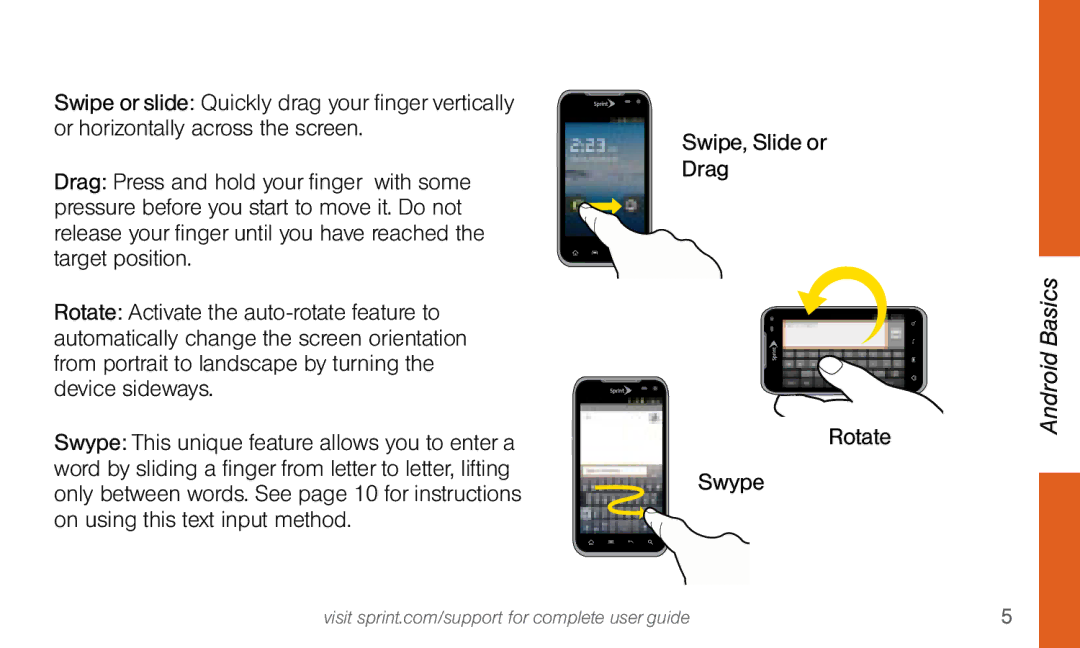 LG Electronics 4G LTE manual Swipe, Slide or Drag Rotate Swype 