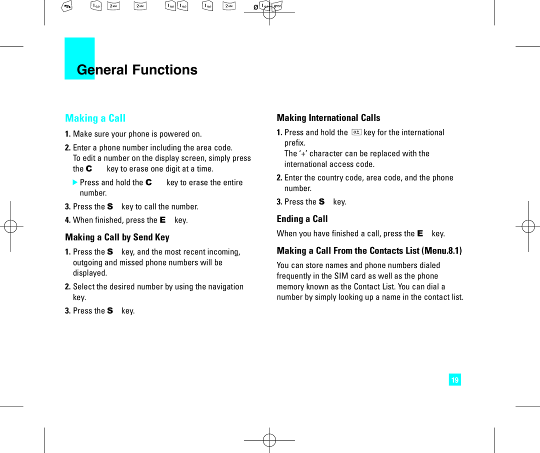 LG Electronics 500 manual General Functions, Making a Call 