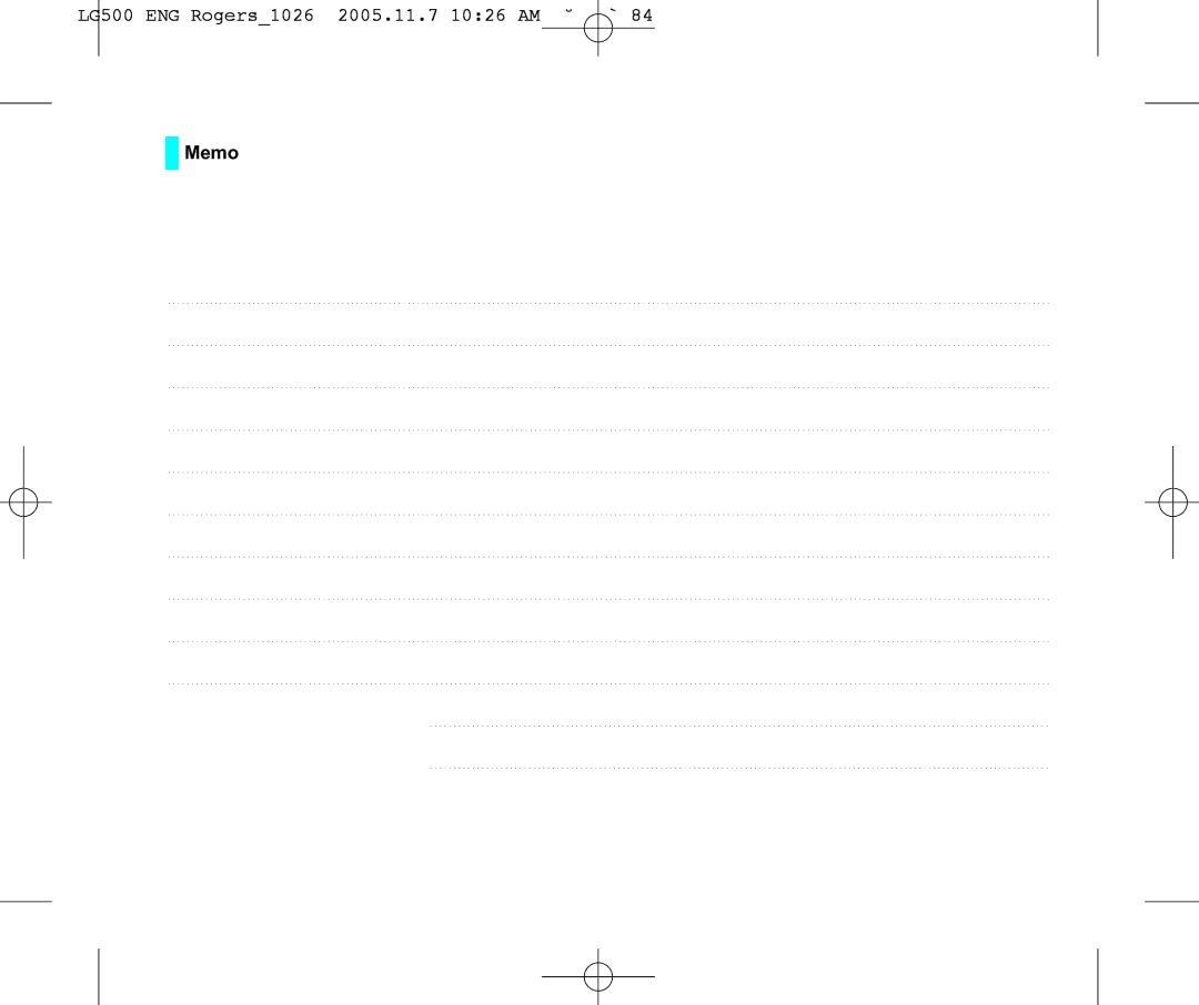 LG Electronics 500 manual Memo 
