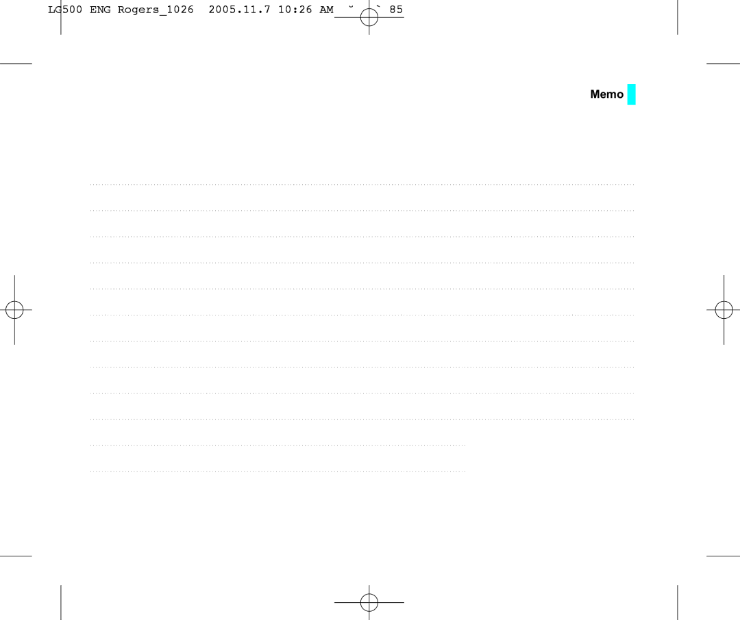 LG Electronics manual LG500 ENG Rogers1026 2005.11.7 1026 AM ˘`85 