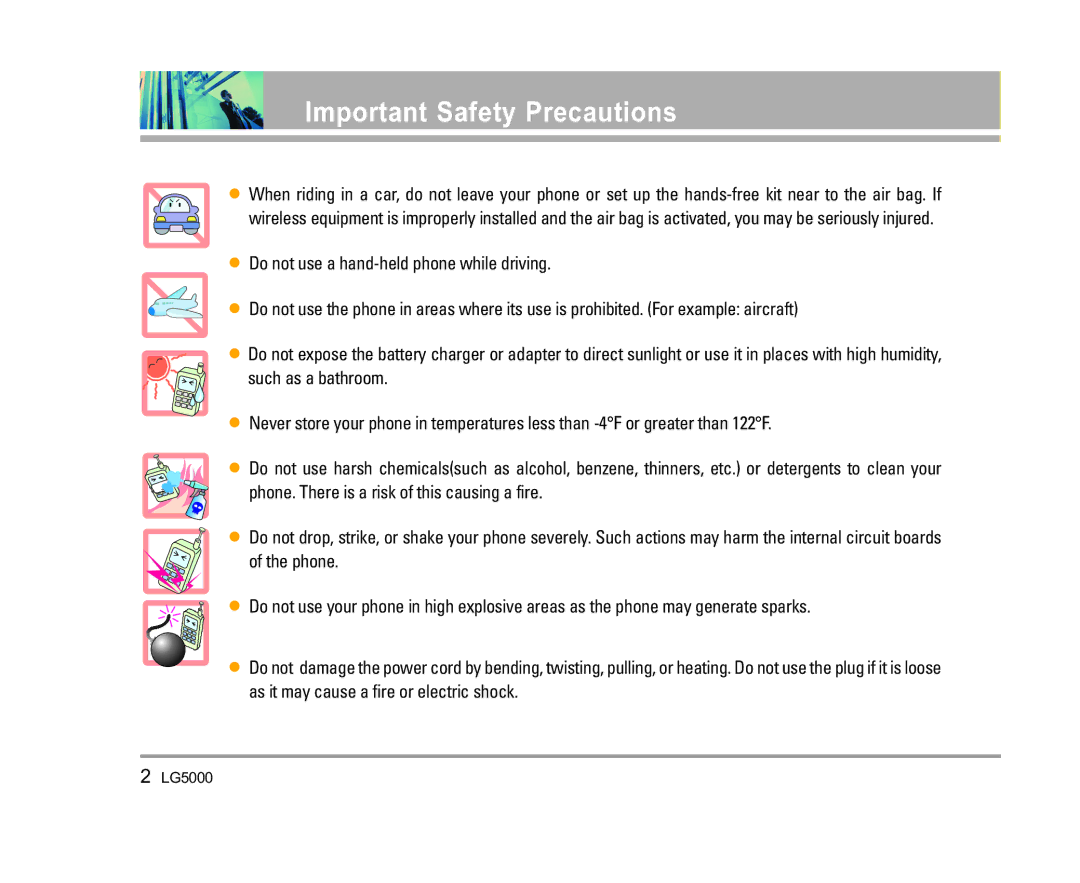 LG Electronics 5000 manual Important Safety Precautions 