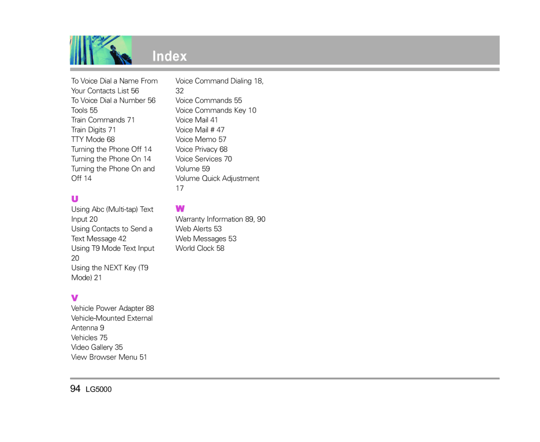 LG Electronics 5000 manual To Voice Dial a Name From 