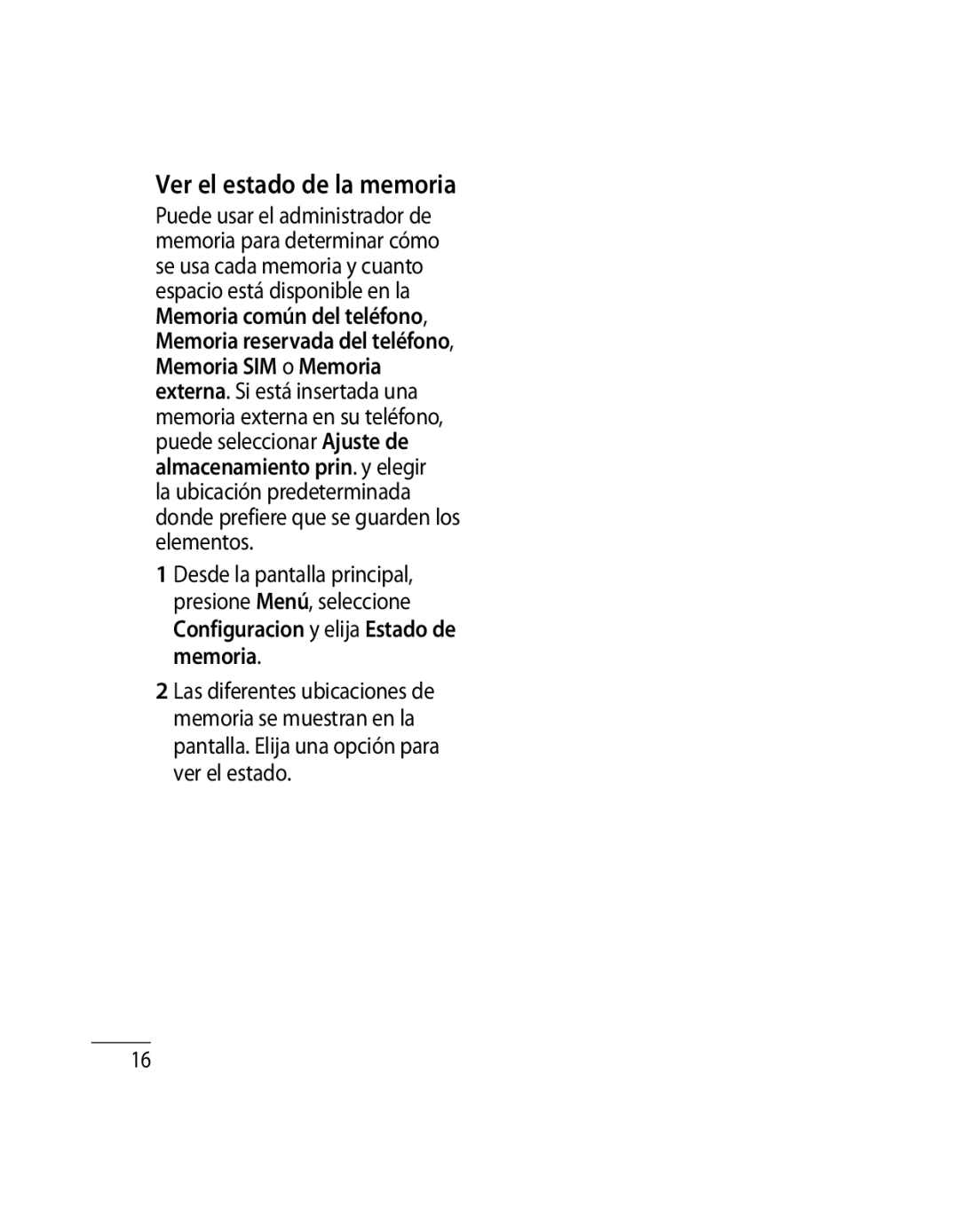 LG Electronics 500G user manual Ver el estado de la memoria 