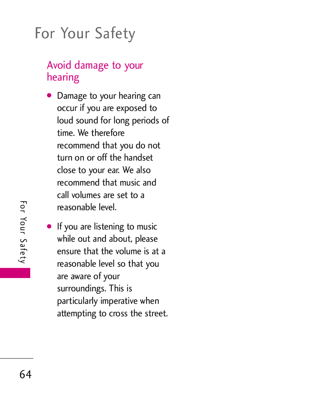 LG Electronics 501C manual Avoid damage to your hearing 