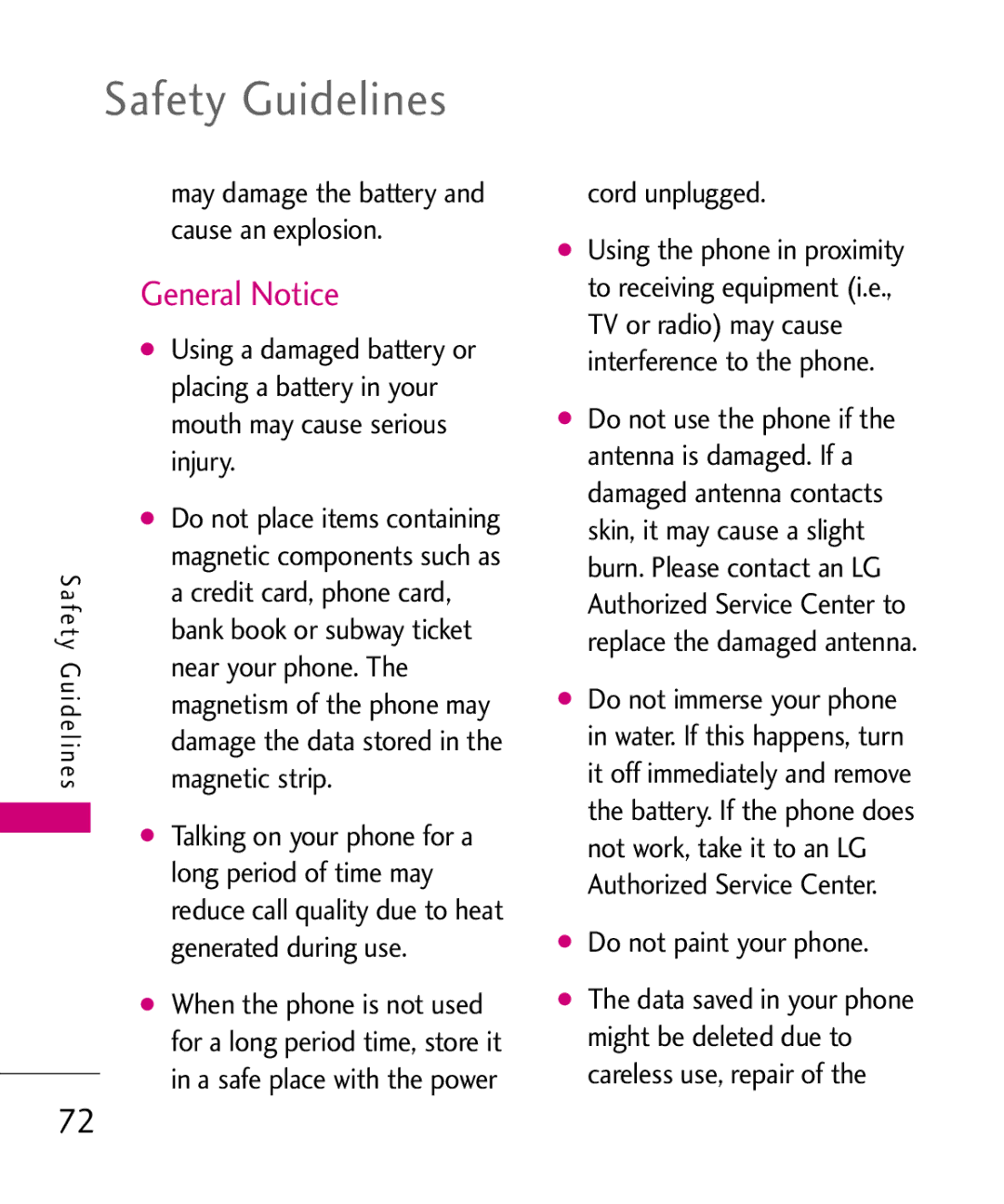 LG Electronics 501C manual General Notice 