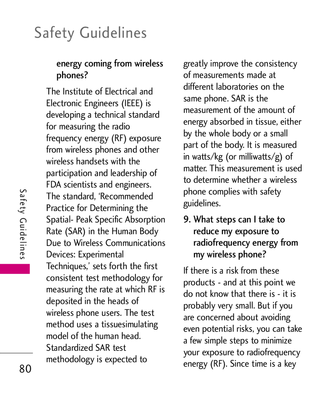 LG Electronics 501C manual Energy coming from wireless phones? 