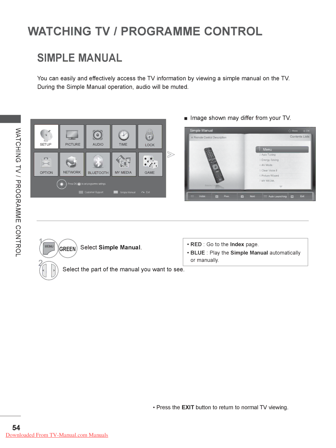 LG Electronics 32/37/42/47/55LE78**, 50/60PX9 Select Simple Manual, Select the part of the manual you want to see 