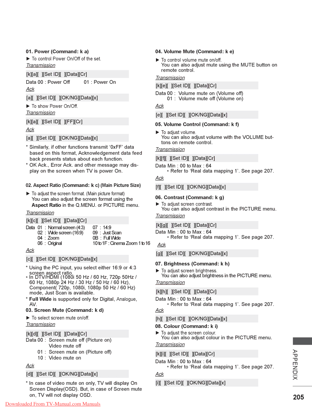 LG Electronics 50/60PK9***, 50/60PK7, 50/60PX9***, 42/47LX6***, 42/47LE73**, 42/47/55LE8, 47/55LX9 205, Power Command k a 