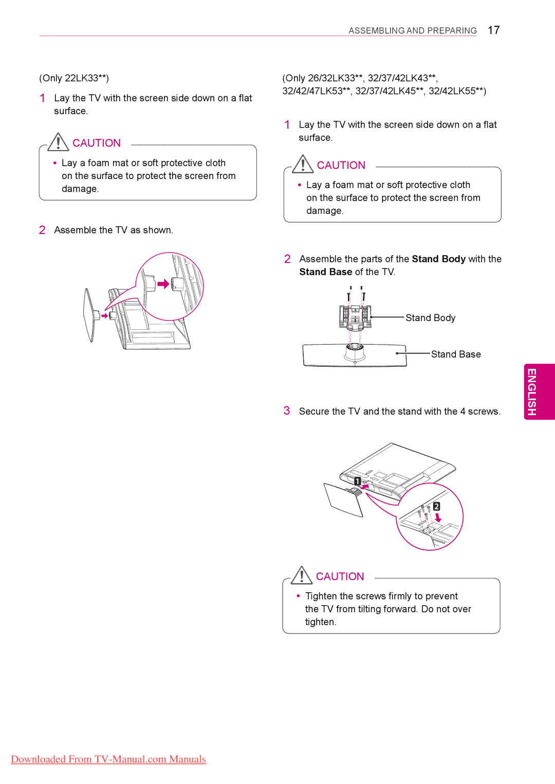 LG Electronics 50/60PZ25**, 50/60PZ55**, 42/50PW45**, 42/50PT35**, 42/50PT45**, 50PV35**, 60PV25** owner manual English 