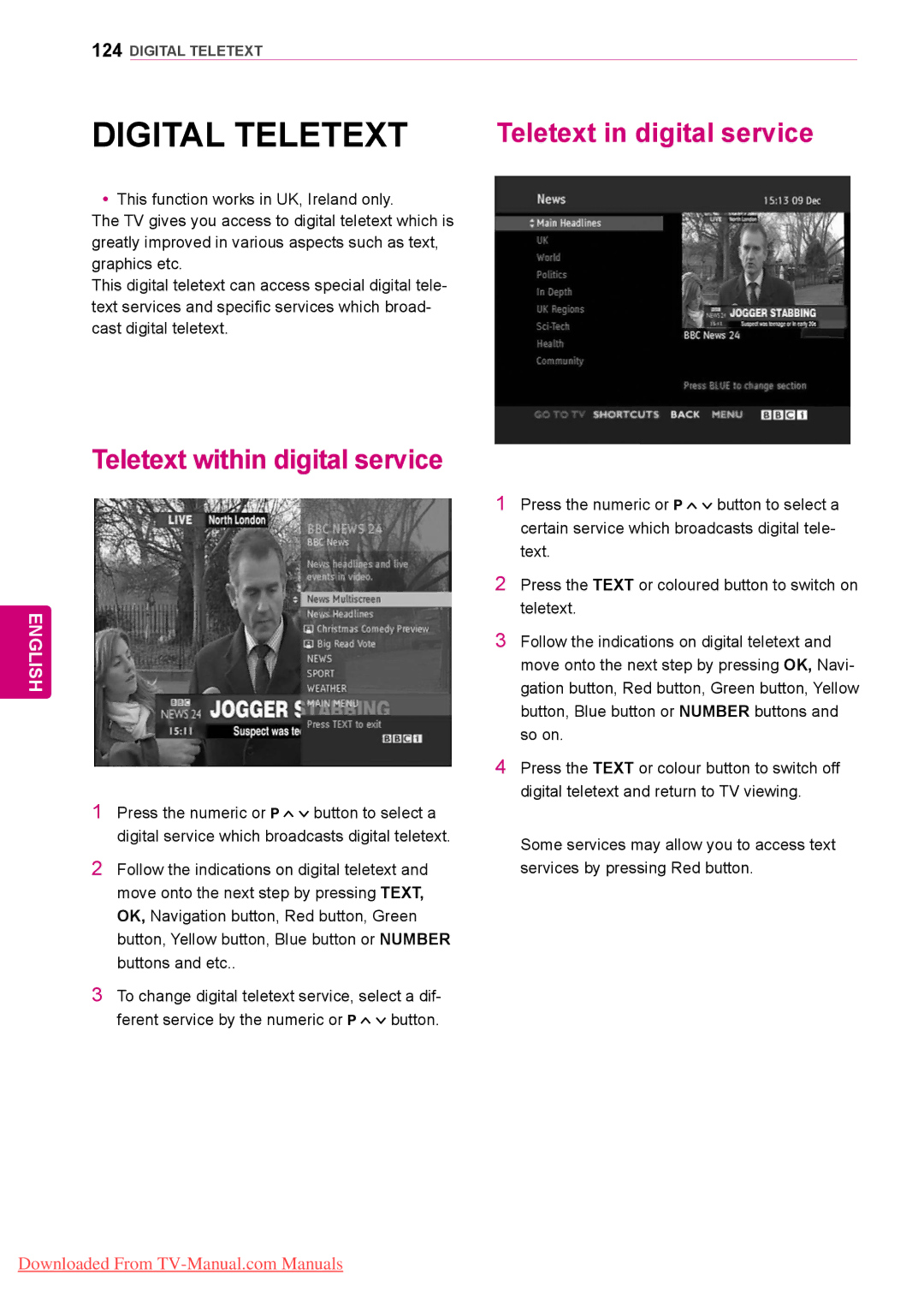 LG Electronics 50/60PZ75, 50/60PZ57, 50/60PZ95 owner manual Teletext in digital service, Teletext within digital service 