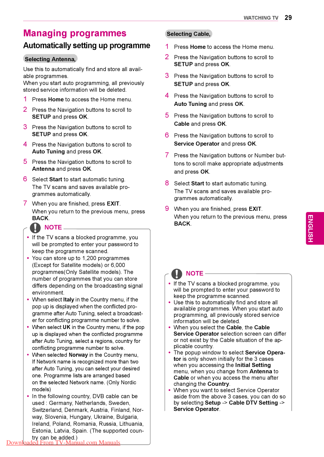 LG Electronics 50/60PZ95, 50/60PZ57, 50/60PZ75 owner manual Managing programmes, Automatically setting up programme 