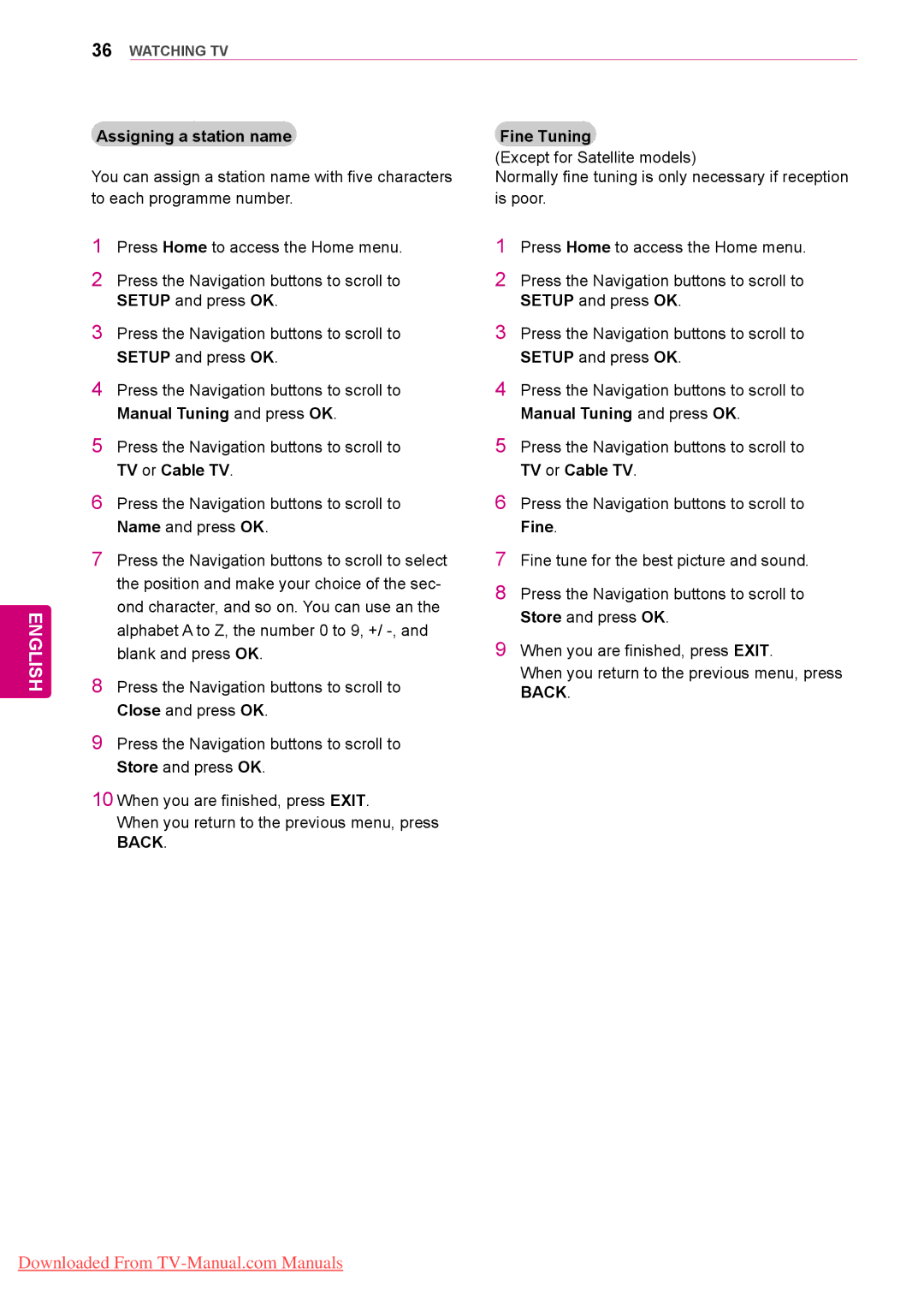 LG Electronics 50/60PZ57, 50/60PZ75, 50/60PZ95 owner manual Assigning a station name, Fine Tuning 