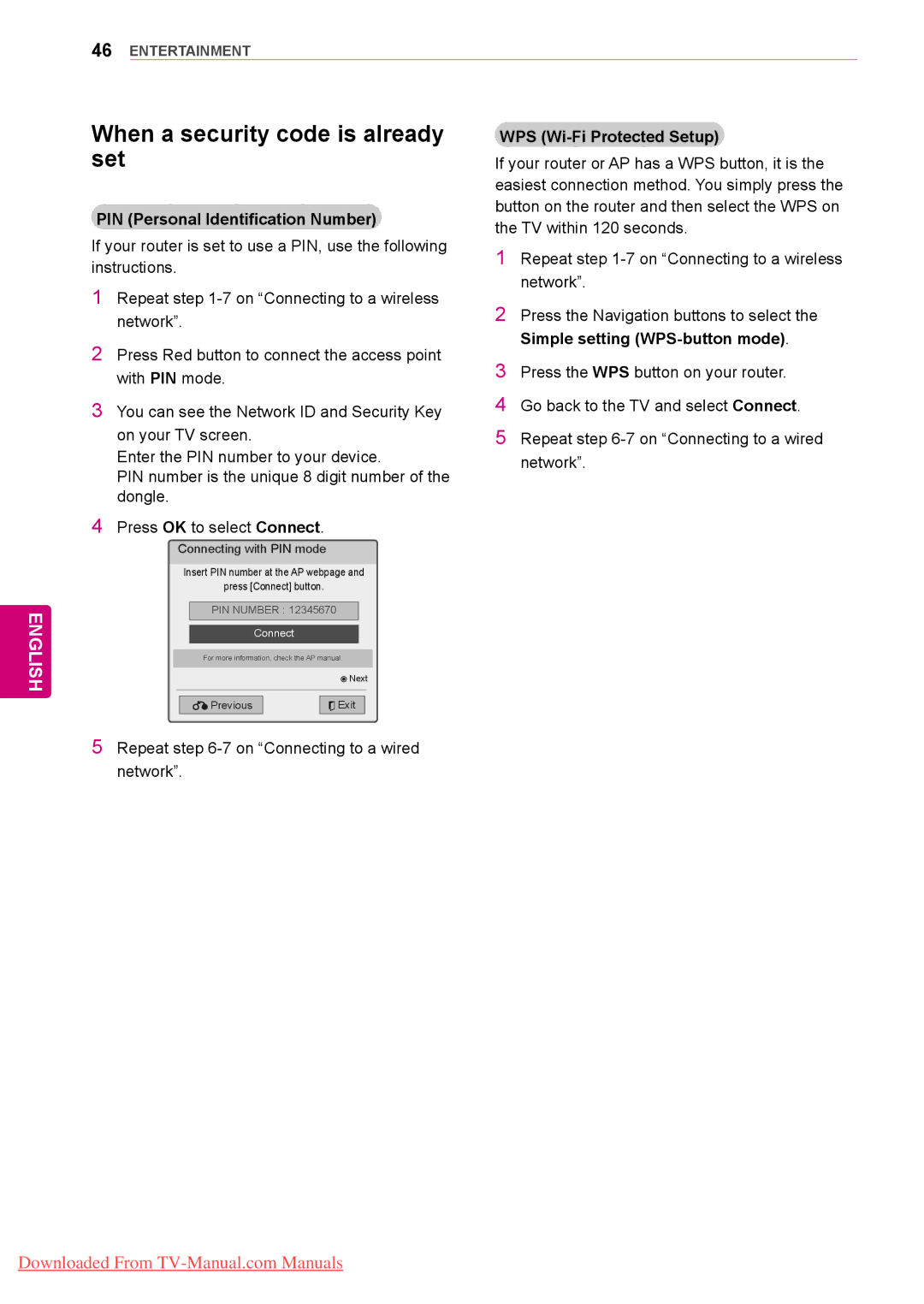 LG Electronics 50/60PZ75, 50/60PZ57, 50/60PZ95 When a security code is already set, PIN Personal Identification Number 