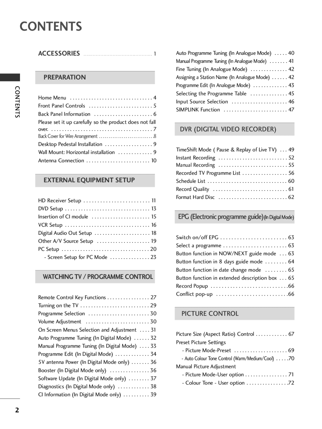 LG Electronics 50PG69, 42PG69 owner manual Contents 