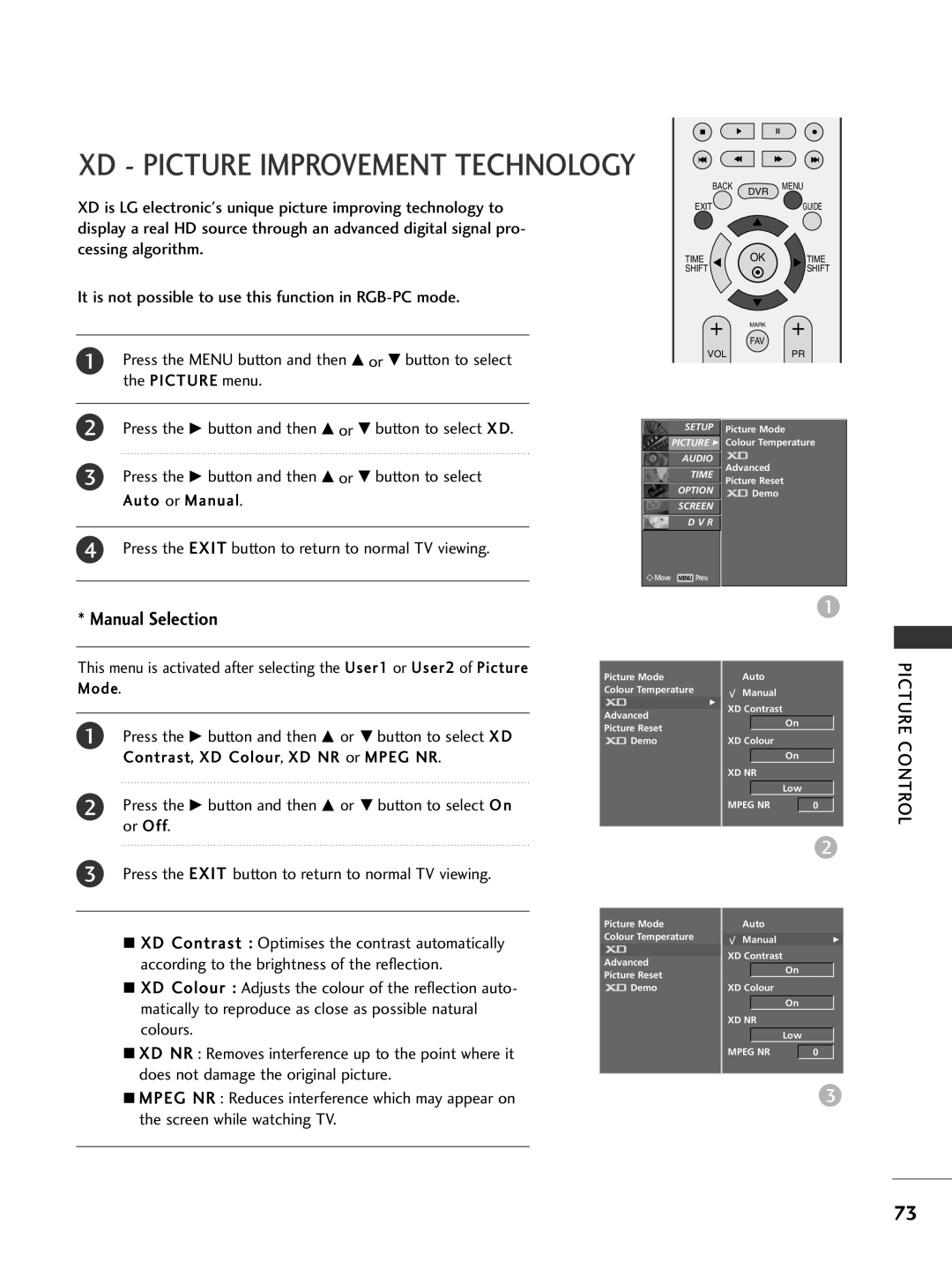 LG Electronics 42PG69 XD Contrast Optimises the contrast automatically, According to the brightness of the reflection 