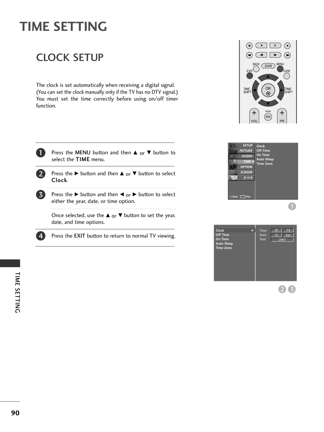 LG Electronics 50PG69, 42PG69 owner manual Clock Setup, Time Setting 