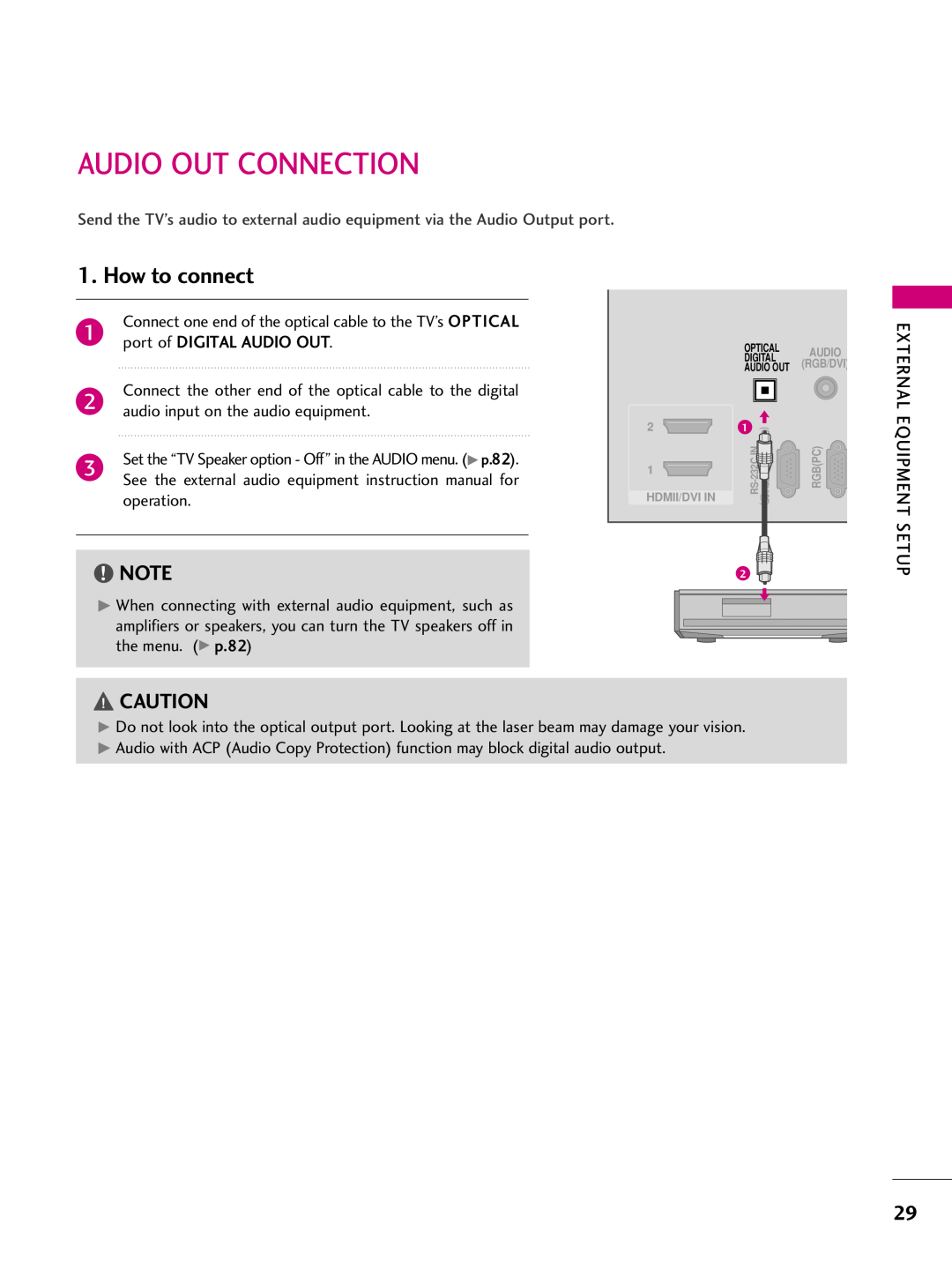 LG Electronics 50PJ340, 50PJ250, 42PJ350, 42PJ250, 50PK540, 50pk350, 50PK250 Audio Out Connection, How to connect, Rgbpc 