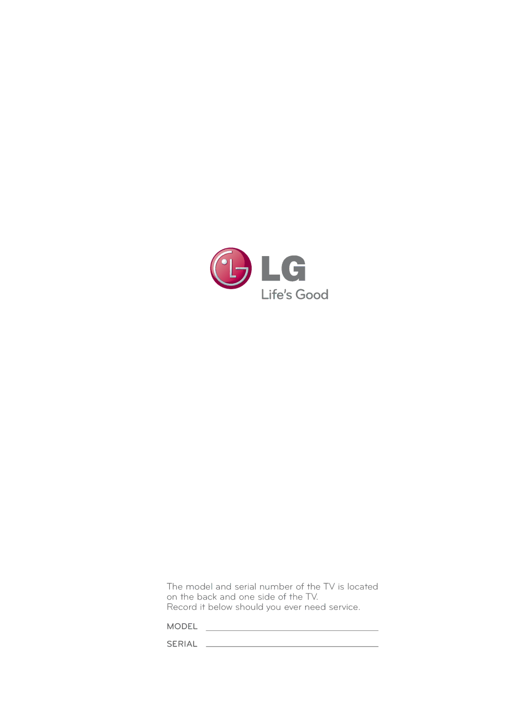 LG Electronics 60PS70, 50PS70 owner manual Model Serial 