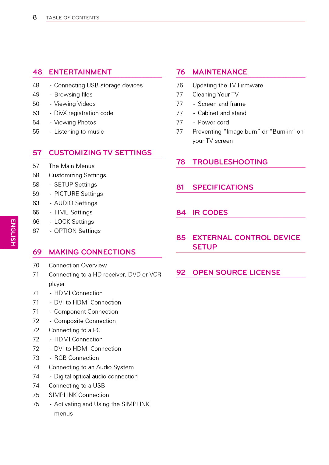 LG Electronics 50PT490E owner manual Entertainment 