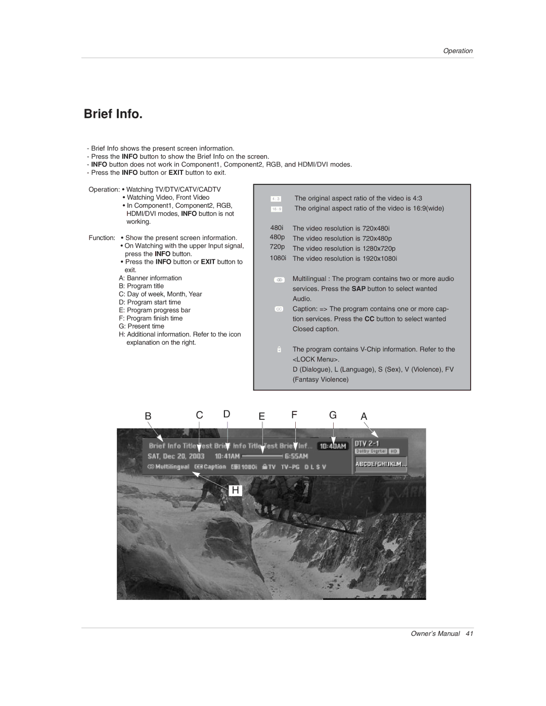 LG Electronics 50PX1D-UC owner manual Brief Info 