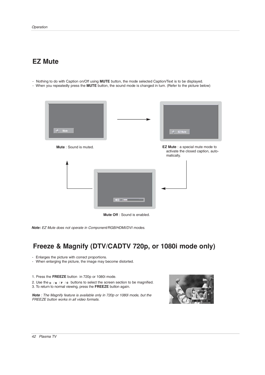 LG Electronics 50PX1DH owner manual EZ Mute 