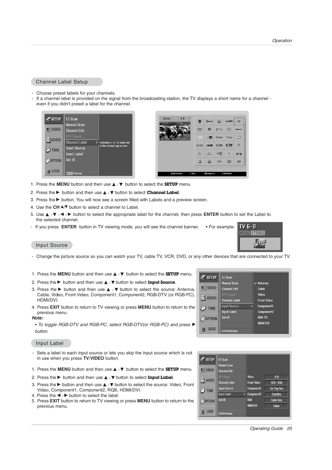 LG Electronics 50PX2DC-UD owner manual Channel Label Setup, Input Source, Input Label 