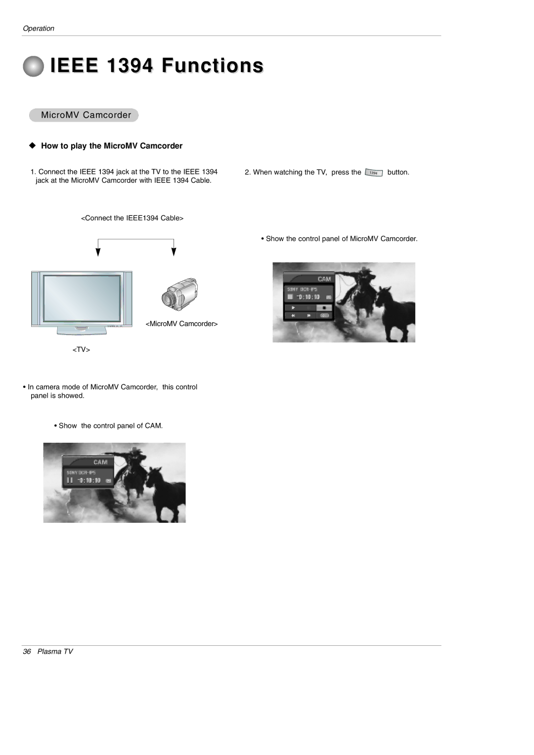 LG Electronics 50PX4D-UB, 50PX5D-UB owner manual WV How to play the MicroMV Camcorder 