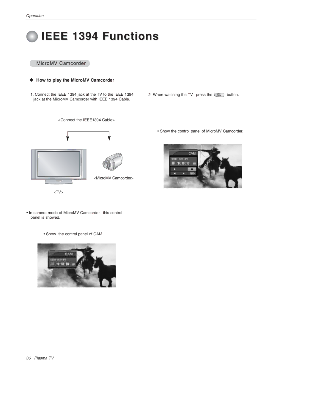 LG Electronics 50PX4D, 50PX5D, 50PX4D-UB, 50PX5D-UB owner manual WV How to play the MicroMV Camcorder 