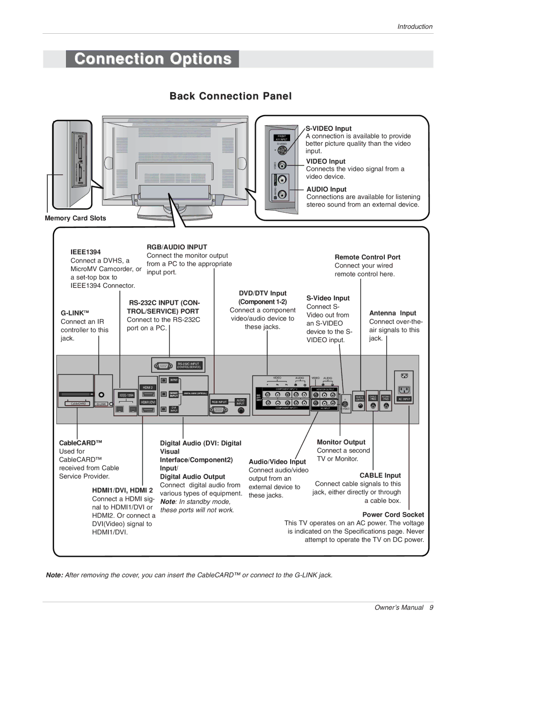 LG Electronics 50PX4D, 50PX5D, 50PX4D-UB, 50PX5D-UB owner manual Connection Options 