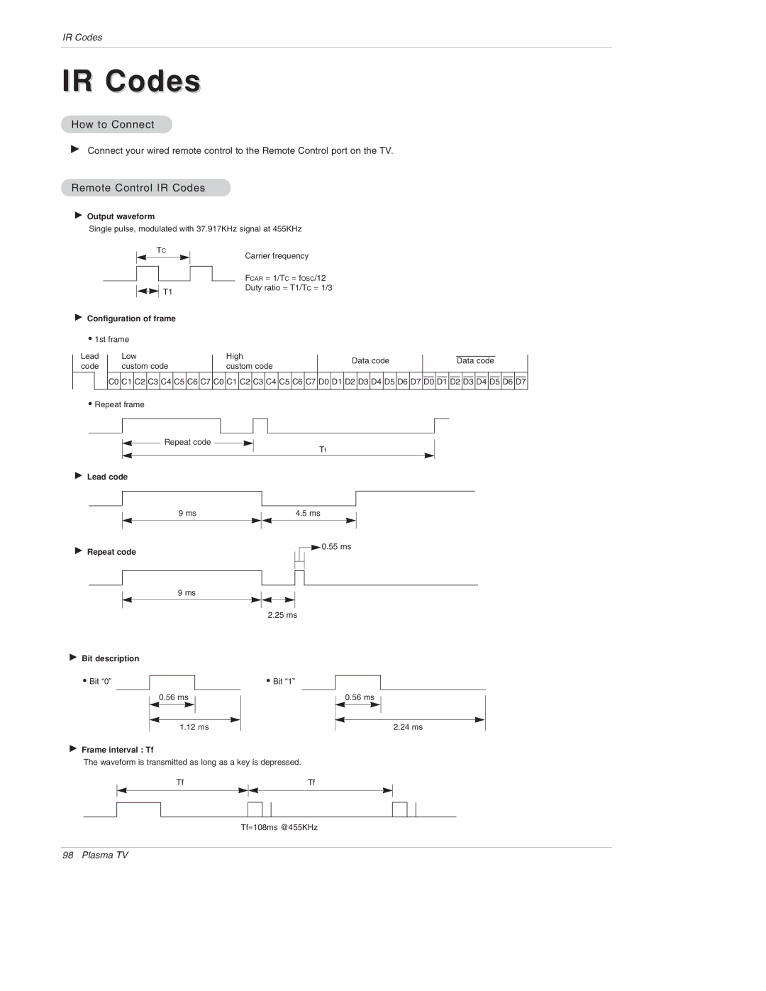 LG Electronics 50PX4D, 50PX5D, 50PX4D-UB, 50PX5D-UB owner manual How to Connect, Remote Control IR Codes 