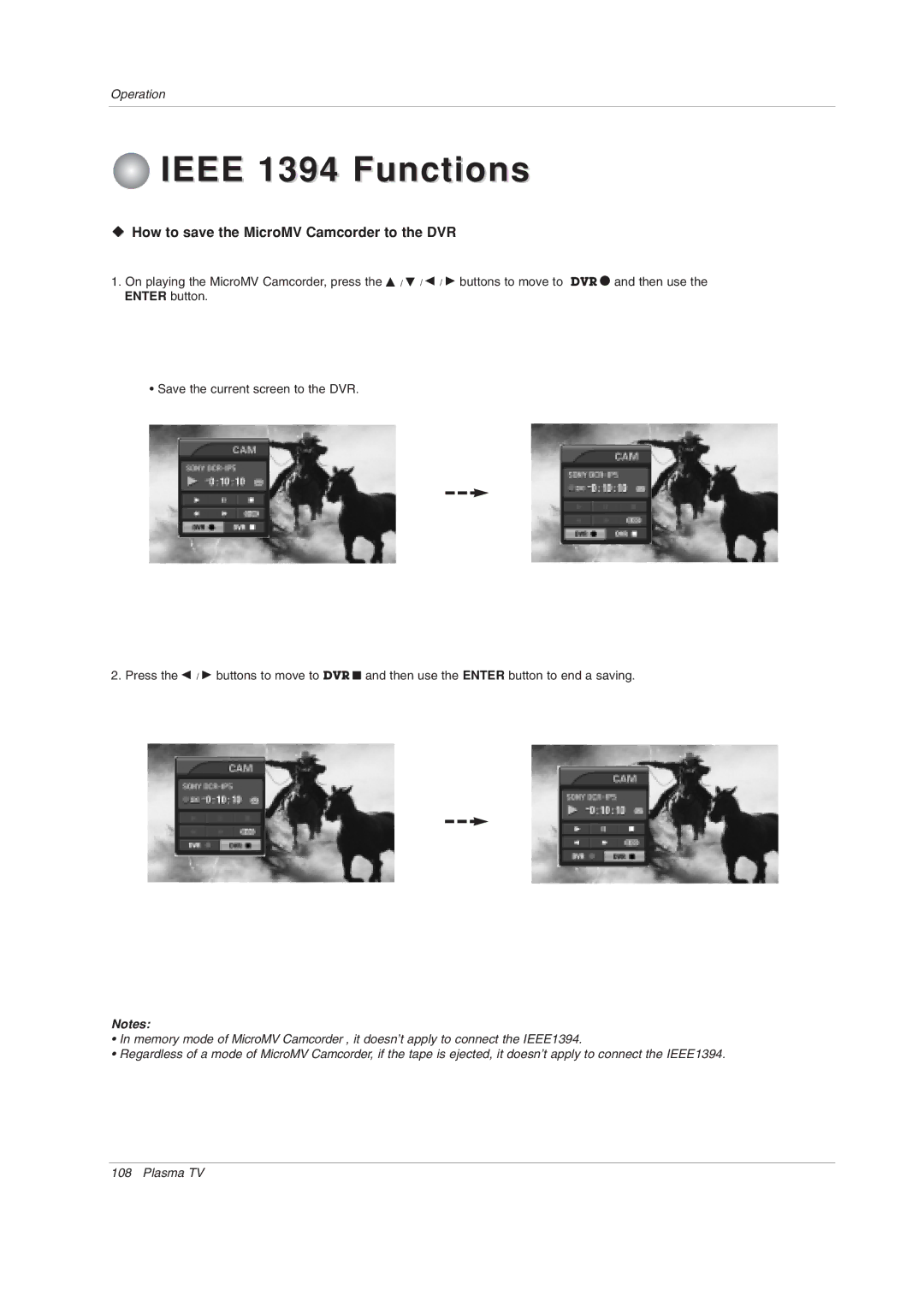 LG Electronics 50PY2DRH-UA, 50PX4DRH-UA, 60PY2DRH-UA owner manual WV How to save the MicroMV Camcorder to the DVR 