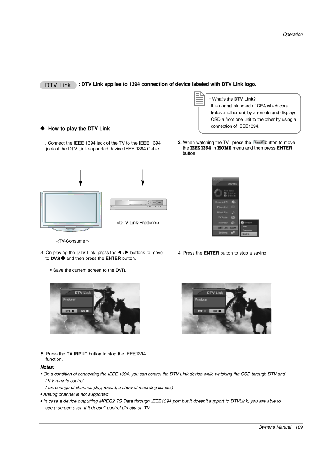 LG Electronics 50PY2DRH-UA, 50PX4DRH-UA, 60PY2DRH-UA owner manual Operation 