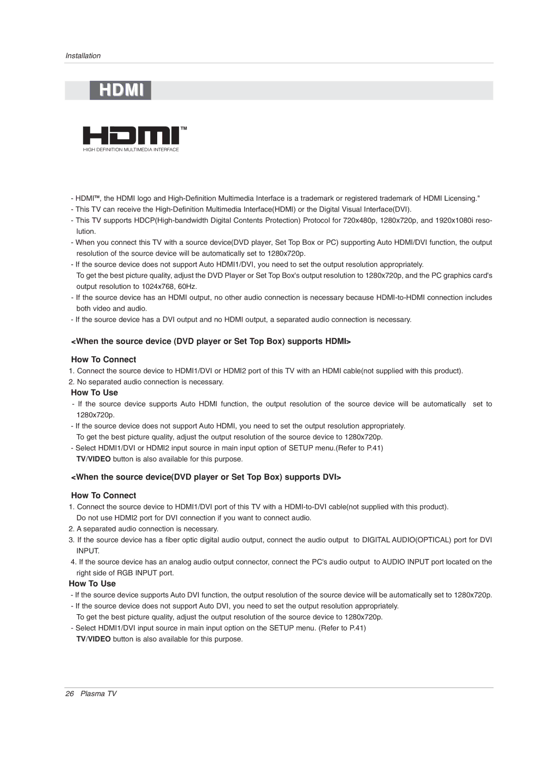 LG Electronics 50PY2DRH-UA, 50PX4DRH-UA, 60PY2DRH-UA owner manual Hdmi 