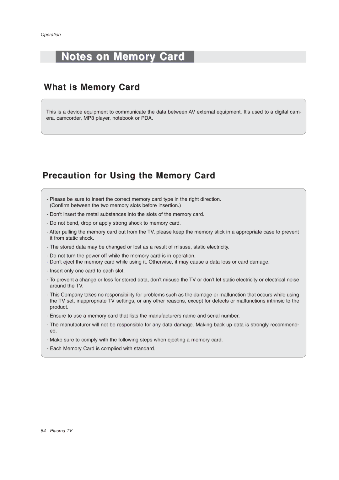 LG Electronics 60PY2DRH-UA, 50PY2DRH-UA, 50PX4DRH-UA owner manual What is Memory Card 