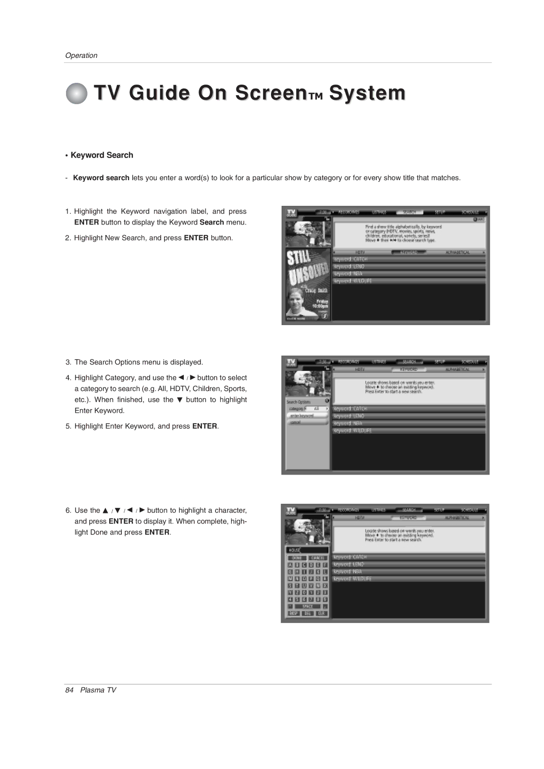 LG Electronics 50PY2DRH-UA, 50PX4DRH-UA, 60PY2DRH-UA owner manual Keyword Search 