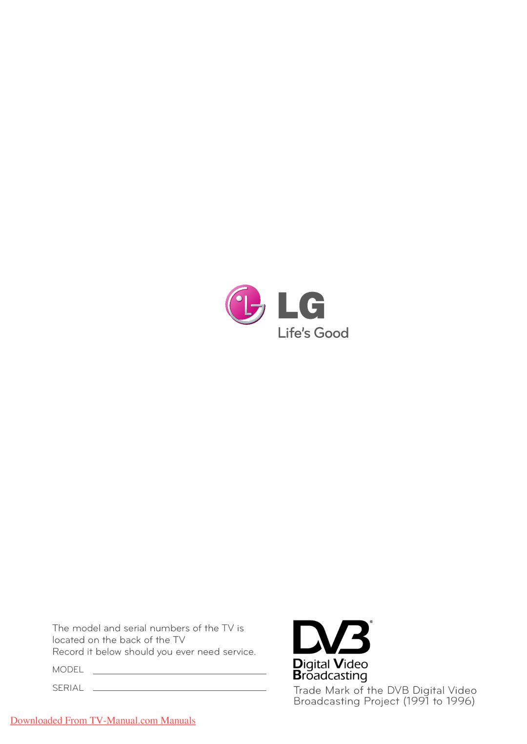 LG Electronics 50PZ55**, 50PZ25**, 42PT25**, 42/50PW45**, 42/50PT35**, 42/50PT45**, 50PV35**, 60PV25**, 60PZ55** Model Serial 