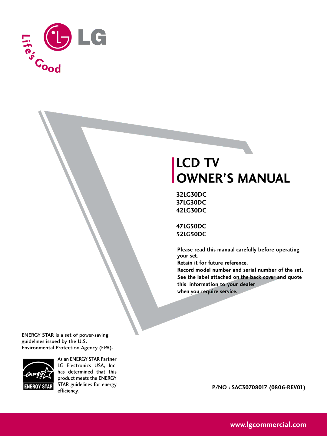 LG Electronics 4750DC, 5250DC owner manual Lcd Tv 