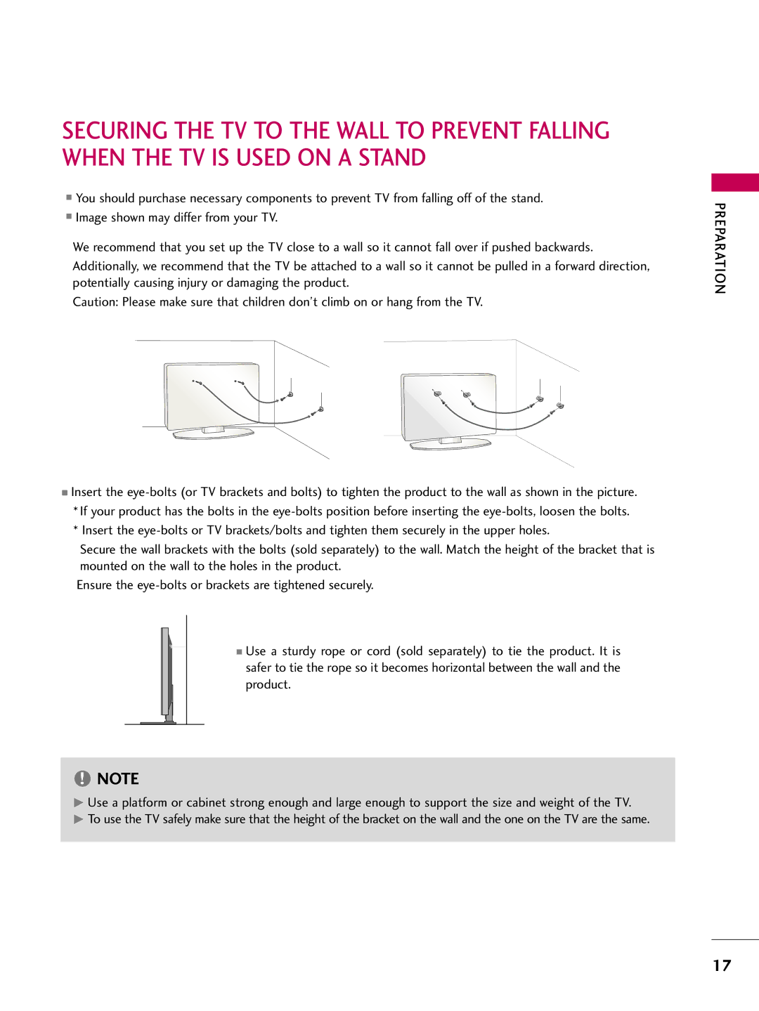 LG Electronics 4750DC, 5250DC owner manual Preparation 