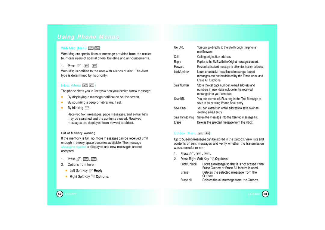 LG Electronics 5400 manual 