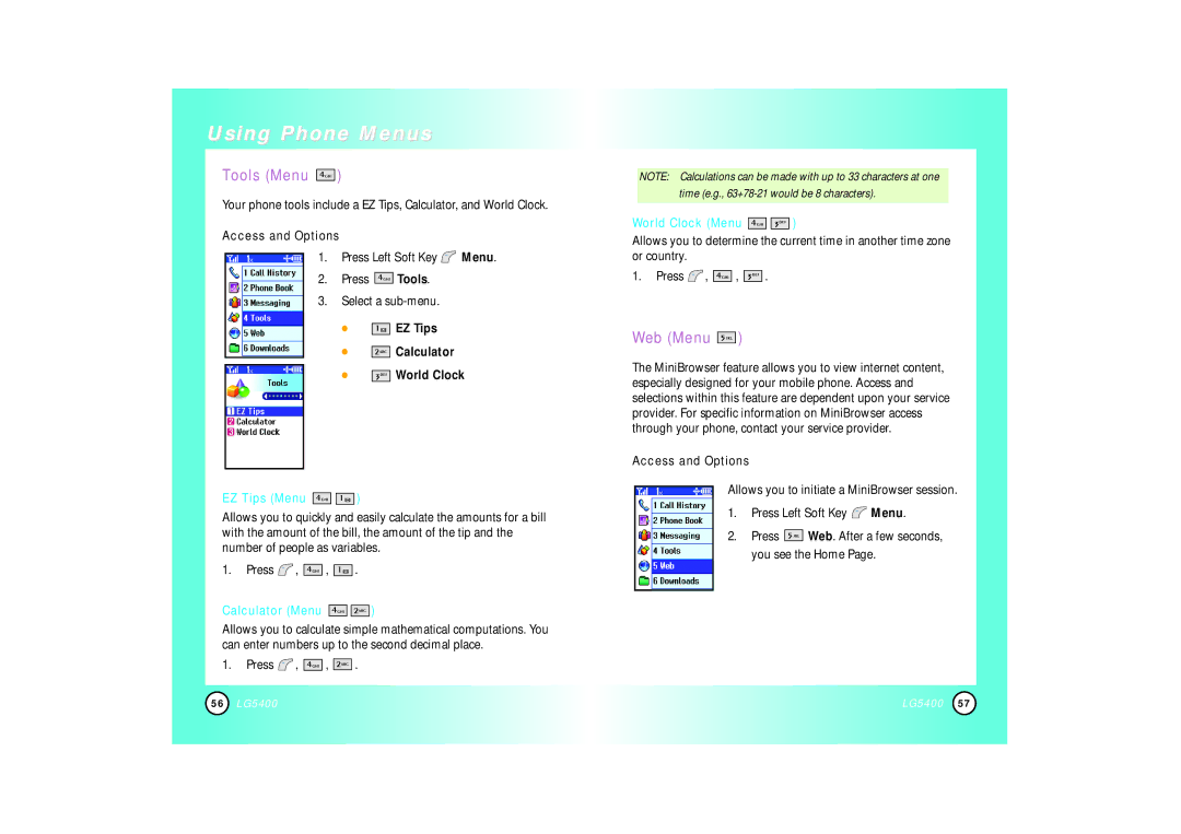 LG Electronics 5400 manual 