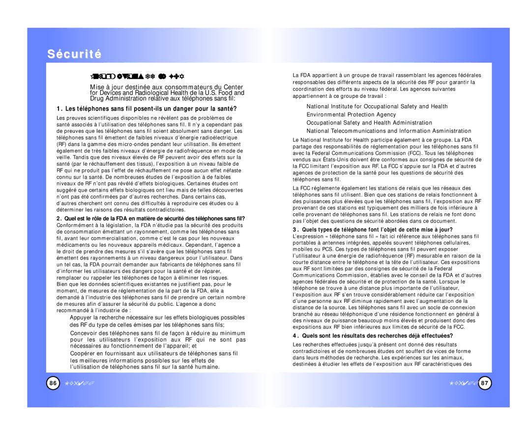 LG Electronics 5400 manual Informations de la FDA, Les téléphones sans fil posent-ils un danger pour la santé? 