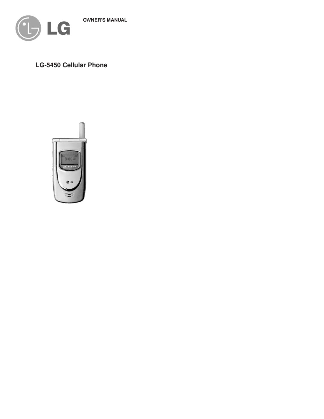 LG Electronics owner manual LG-5450 Cellular Phone 