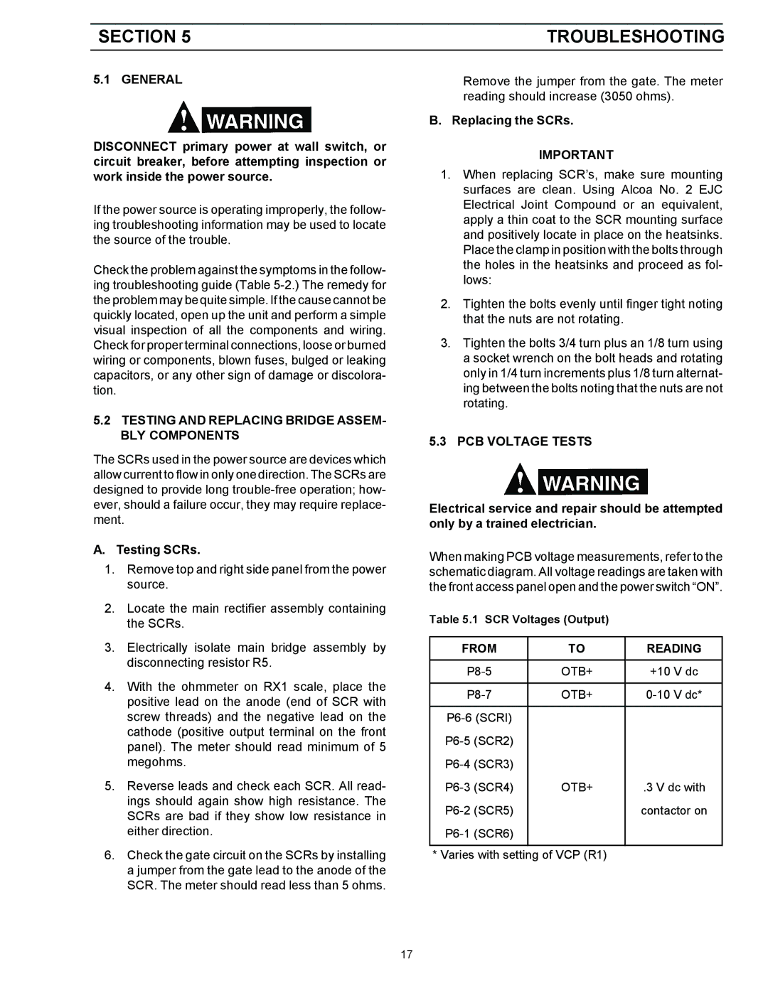 LG Electronics 453cc Troubleshooting, Testing and Replacing Bridge ASSEM- BLY Components, PCB Voltage Tests, From Reading 