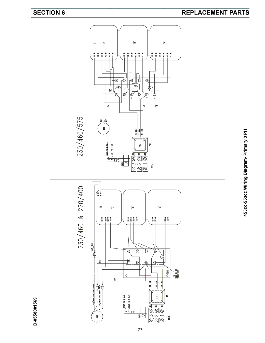 LG Electronics instruction manual 453cc-553cc Wiring Diagram- Primary 3 PH 0558001569 