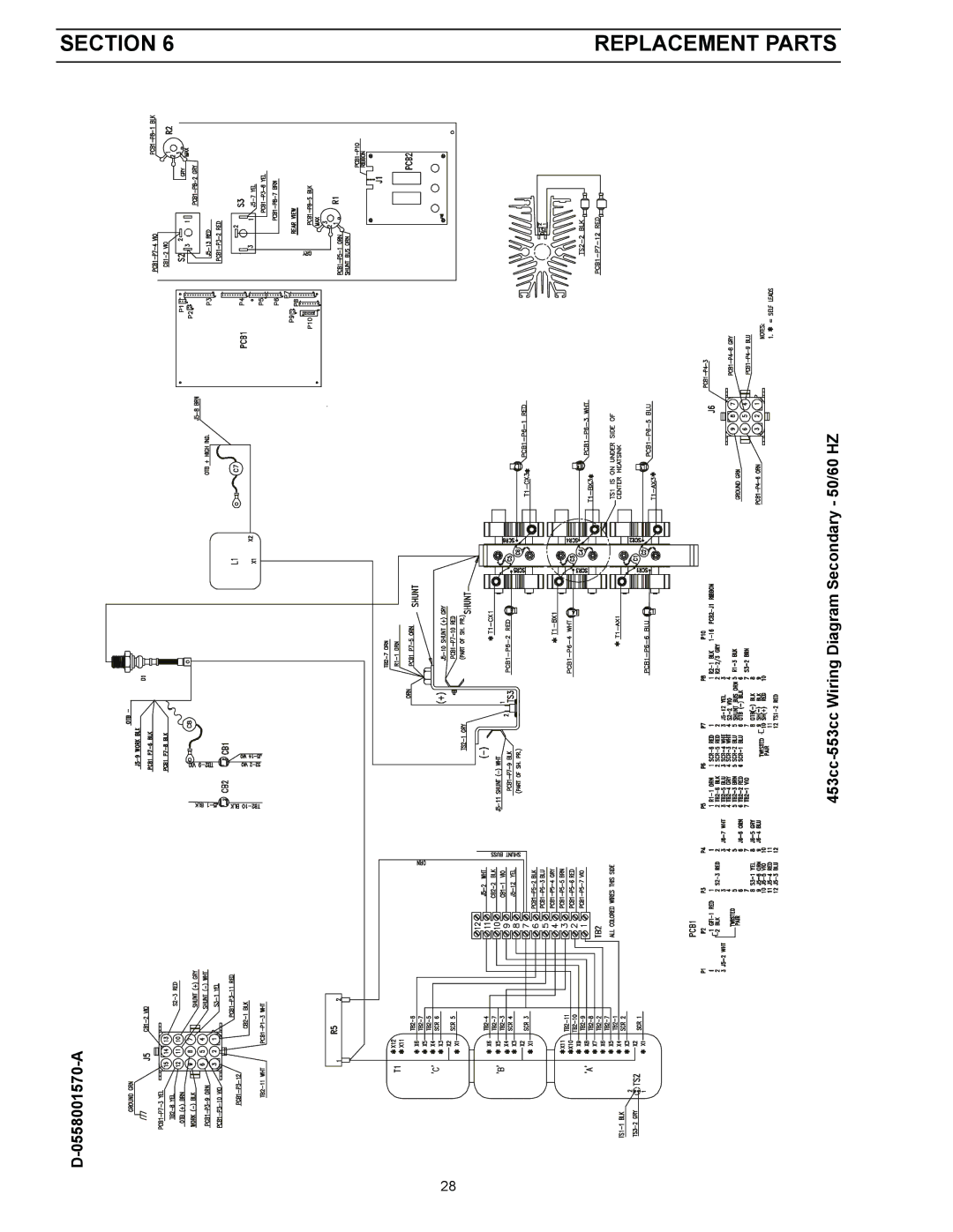 LG Electronics instruction manual 453cc-553cc Wiring Diagram Secondary 50/60 HZ 0558001570-A 