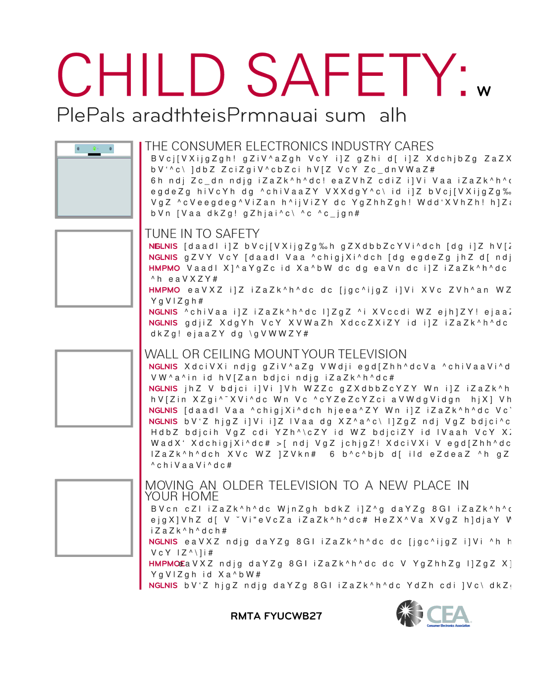 LG Electronics 55EA8800 owner manual Child Safety 