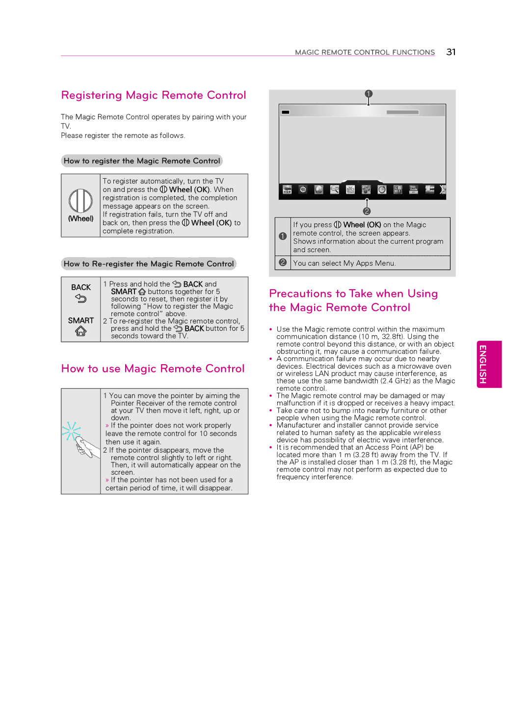 LG Electronics 60LA8600, 55LA8600 owner manual Registering Magic Remote Control, How to use Magic Remote Control 