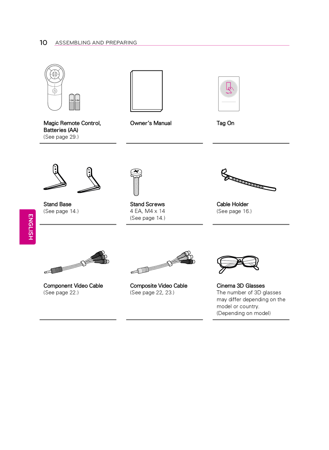 LG Electronics 55LA9650 owner manual Assembling and Preparing 